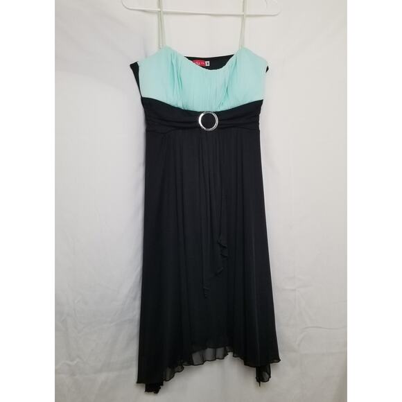 Ruby Rox Black & Teal Cocktail Formal Party Dress Spaghetti Strap Size M - Picture 1 of 9